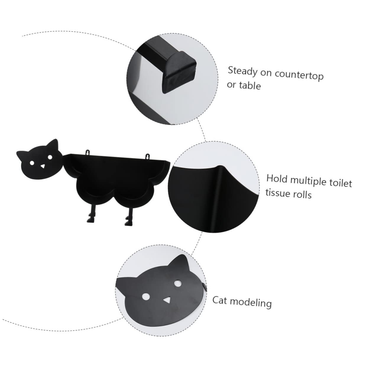 Operitacx Soporte Vertical para Papel con Base Estable Estante Organizador Multifuncional para Baño y Cocina Diseño Creativo de Gato para Encimeras