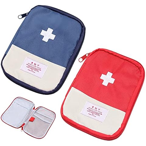 Sixfolo 2 Stück Klein Erste Hilfe Tasche Leer Mini Medikamententasche Tragbare Reiseapotheke Tasche Wasserdicht Flache Notfalltasche Cover