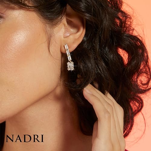 Nadri Drop Earrings For Women - Chateau Emerald Dangle Earrings for Women, Hypoallergenic Earrings For Women, Baguette and Emerald Cubic Zirconia Earrings2