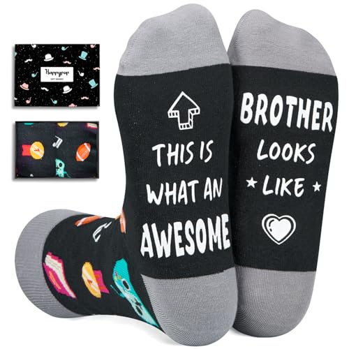 Image of HAPPYPOP Awesome Gifts For Men - Cool Gifts For Son Brother, Brother Socks, Funny Men Socks