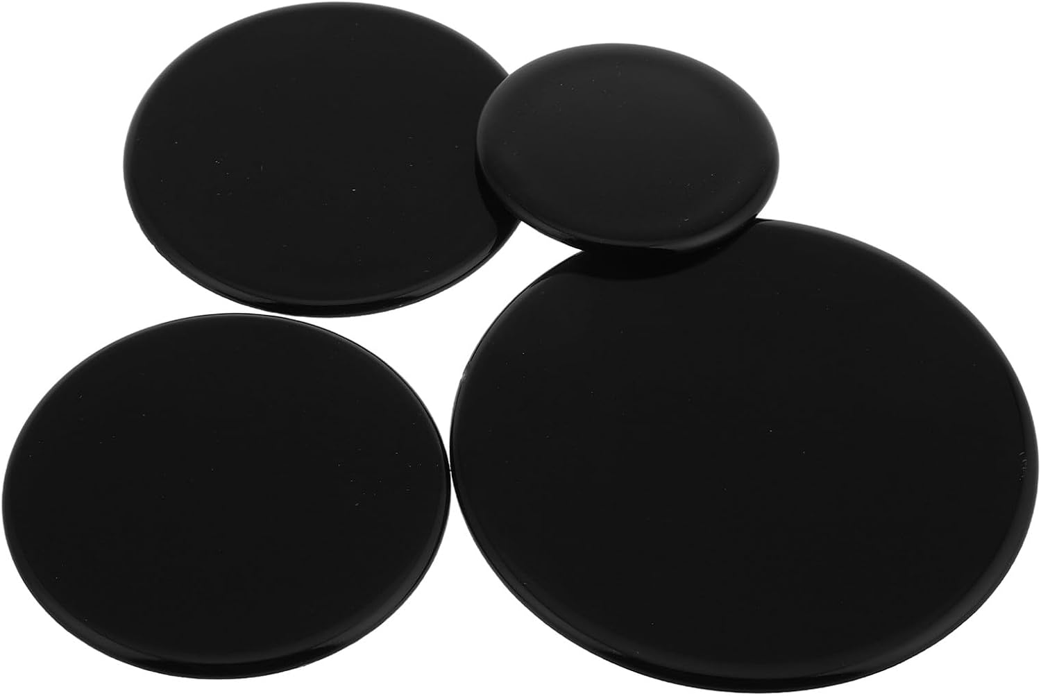 FRCOLOR 4pcs Gas Stove Burner Caps Replacement Set with Flat Flame Covers 100/75/75/55mm, Universal Gas Cooker and Oven Burner Tops for Kitchen Cooktop Accessories