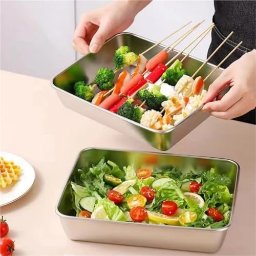 Bandeja rectangular de acero inoxidable contra roturas, plato bento duradero 5
