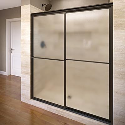 Basco Deluxe Framed 5/32" Sliding Shower Door, Fits 57-59 inch opening, Obscure Glass, Oil Rubbed Bronze Finish