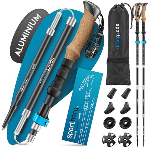 Wanderstöcke faltbar Carbon/Aluminium Leichte Nordic Walking Stöcke Damen/Herren ab 1 70m Körpergröße - Höhenverstellbar mit Korkgriff für maximalen Halt beim Wandern & Outdoor-Abenteuer