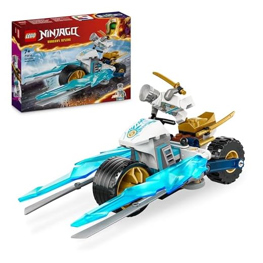 LEGO NINJAGO Zane’s Ice Motorcycle Toy for 7 Plus Year Old Boys & Girls, Dragons Rising Motorbike Set with a Zane Character Minifigure, Ninja Adventure Playset, Small Vehicle Gift for Kids 71816