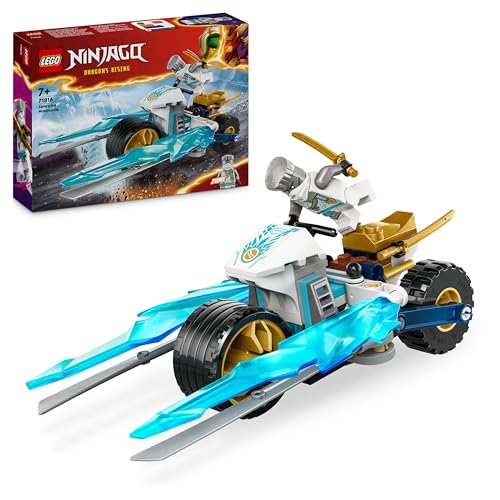 LEGO Ninjago Moto de gelo de Zane de brinquedo com 1 minifigura, jogo de aventura ninja com veículo, presente para meninos e meninas de 7 anos ou mais fãs da série 71816