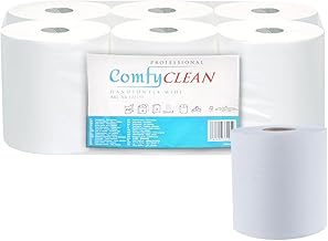 Handtuchrolle, Mittelgroße, 450 Blatt - 2 Lagig 18,5 x 20 cm - Innenabwicklung und Außenabwicklung - 6 Rollen Weiß