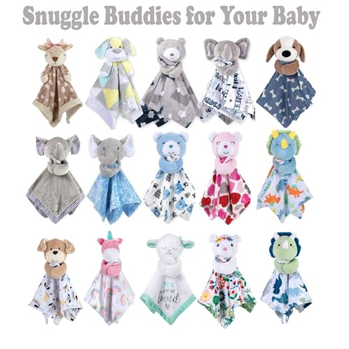 Image of Minky Animal Snuggler Lovey Blanket for Kids, Babies, Boys, Girls, Gender Neutral Security Blanket with Stuffed Animal