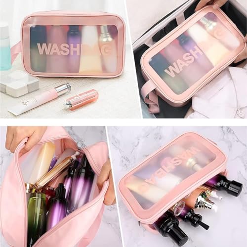 Kit Necessaire Transparente Com Creme Facial, Máscara Facial e Faixa para Skin Care para Higiene Pes