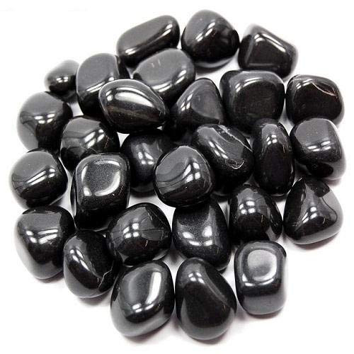 Image of Black Agate Tumble /Pebbles Stone. for Reiki, Crystal, Vastu, Fang Shui Aura, Home Decor, Office Decor, Gifting, Good Luck, showpiece etc. (Black, 400 gm)