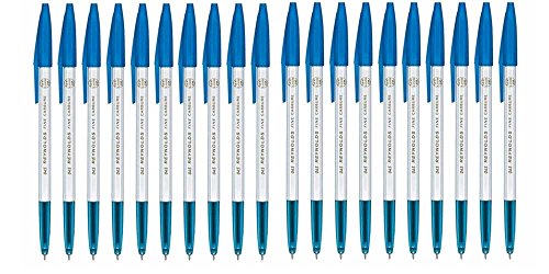Reynolds 045 Fine Carbure Ball Point Blue Pen 0.45mm (Pack of 20 Pens) - Blue Pen