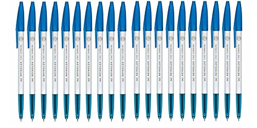 Reynolds 045 Fine Carbure Ball Point Blue Pen 0.45mm (Pack of 20 Pens) - Blue Pen