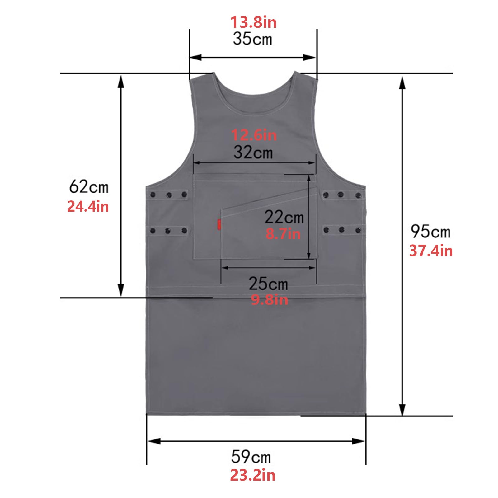 Tabliers Toile, Tablier Cuisine De Homme Femme, Tablier Nettoyage Réglable Tabliers De Travail avec Poches Grey,One Size