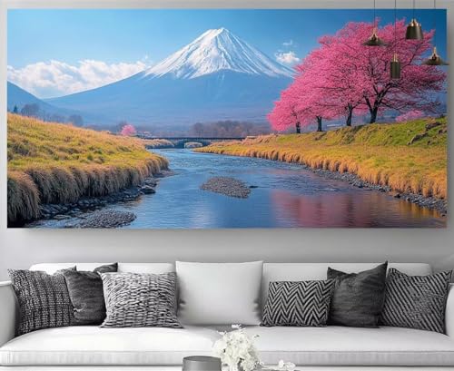 Tableau strass diamant 70x140cm pour décoration salon paysage nature