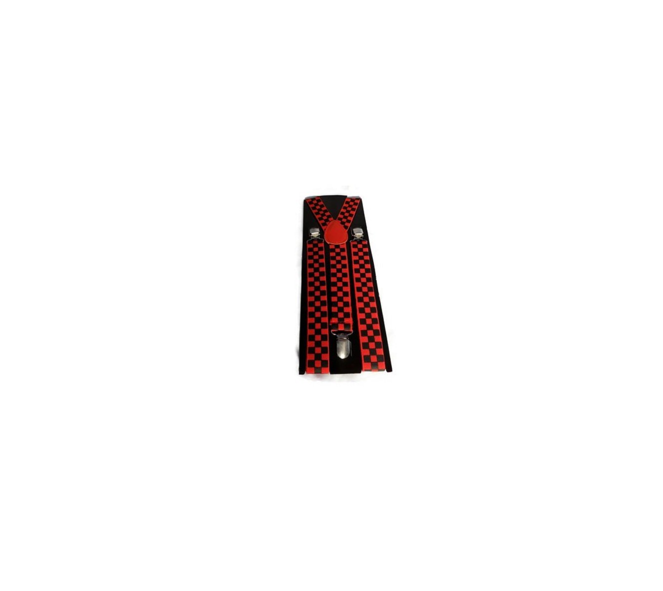 Mytoptrendz® Unisex Checkered Slim Trouser Suspender Braces Red and Black
