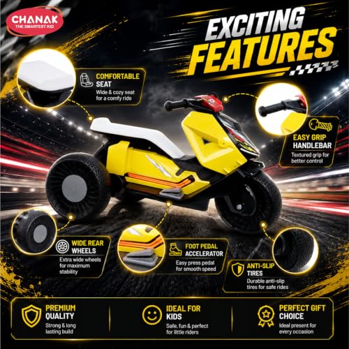 Image of Chanak Kids Electric Scooty, 6V Rechargeable Scooter, 3 Wheel Electric Ride On Scooter, Heavy Duty Ride-On Bike for Boys & Girls with Tires & Easy Steering Handlebar, Kids Electric Scooty 3+