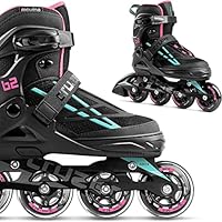 Movino Inline Skates Cruzer B2 Verstellbare Rollschuhe Damen Mädchen Jungen Inliner für Erwachsene mit großen Rädern 76 mm