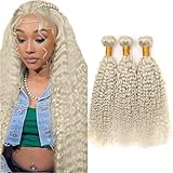 26 28 30 Inch Platinum Human Hair Bundles Honey Blonde Ocean Wave Bundles Peruvian Virgin Ash Blonde Water Wave Bundle Hair Weave