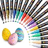 JR.WHITE Extra Fine Tip Acrylic Paint Pens Markers Set of 18: 0.7mm Fine Tip for Easter Eggs Decorating, Rock Painting, Glass, Wood, Ceramic – Easter Crafts, Scrapbooking Supplies, Drawing Art Crafts