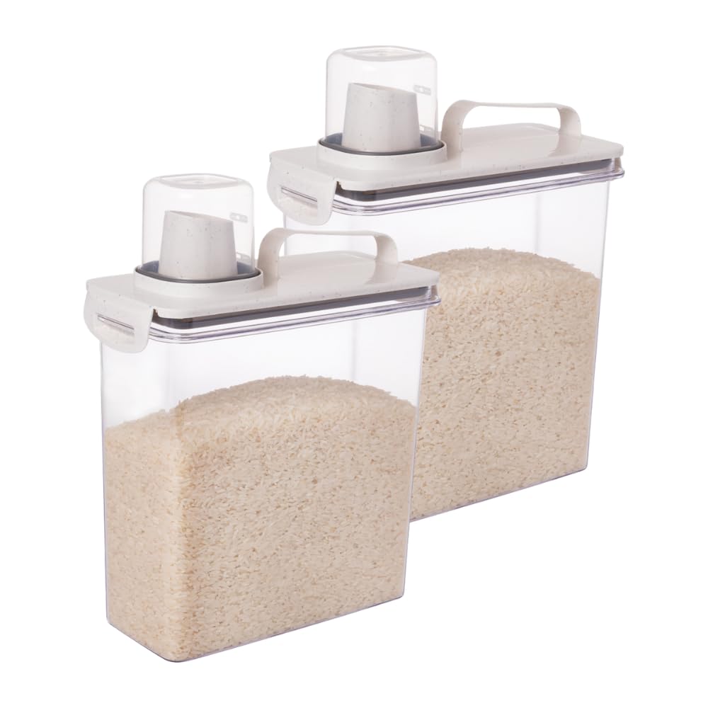 Kit 2 Potes Herméticos 3L Trava Mais Branco – Organizadores Herméticos para Farinhas,