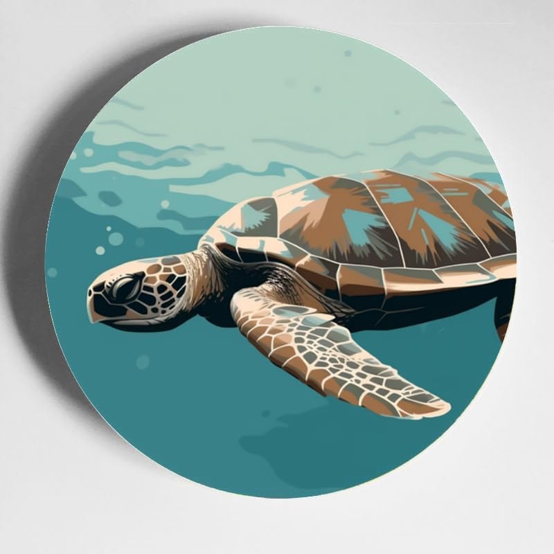 Sea Turtle 10-inch Ceramic Plate for Wall Display or Tabletop, with Stand & Hook DP-819340308