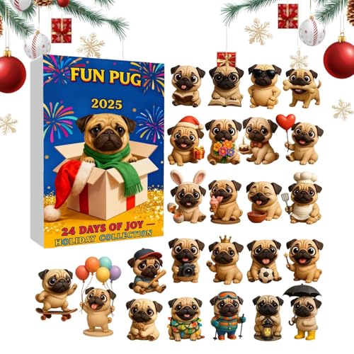 Calendario de Adviento con cuenta regresiva, ornamento de perro de acrílico 2D - Cuenta regresiv...