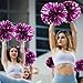 WILLBOND 12pcs Cheerleading Pom Poms Bulk Metallic Foil Cheerleader with Baton Handle Plastic Ring Cheerleader Pompoms for Spirit Game Sports Dance Cheering Squad Soccer (Rose Red and Silver)