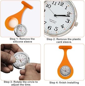 WIYETY 6 stuks verpleegsterhorloges, zusterhorloges met clip, verpleegstershorloge fob, praktisch polshorloge, verpleegster voor artsen en verpleegsters (lichtblauw, roze, rood, wit, oranje en paars