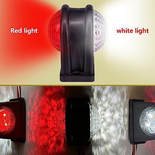 2X 8 LED Side Marker Lights 12/ 24V Trailer Side Lamp Double-Sided Warning White Red light for Truck RV Caravan