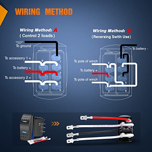 Nilight Waterproof Rocker Switch Toggle ON/Off/ON DPDT 7Pin 12V 24V Jumper Wires Winch Pump for Cars Trucks Caravans Boats RV SUV ATV UTV by Nilight - Image 6