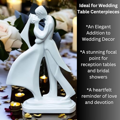 Elegant Wedding Couple Figurine – Romantic White Resin Bride & Groom Embrace Sculpture for Wedding, Anniversary, Valentine’s Gift, Tabletop Home Décor Showpiece — photo — 6 of 9