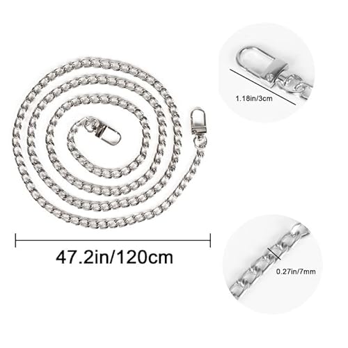 KOSHIFU Cadena Bolso Plata 120cm Cadena de Metal para Bolso Cadena para Bolso Reemplazo Cadenas de Bolsa de Repuesto para Bolso de Hombro Bolso de Mano Bolso de Embrague DIY Bolsa de Mensajero