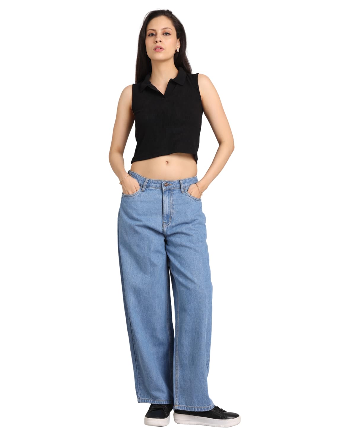 Women's Baggy Fit Jeans - Mid-Rise | 100% Cotton | Jeans for Women