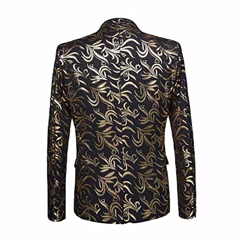 Autumn British Bright Gold Bronze Suit Men's Casual Slim Fit Floral Slit Suit Men's 2 Piece Jacket and Trousers3