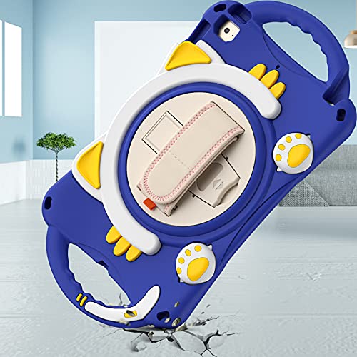 Kiq Cat Shield Ipad Mini 1 2 3 4 5 Case, Kids Cute Shockproof Heavy Duty Cover Hand Strap Kickstand Carrying Shoulder Strap Sling For Apple Ipad Mini 1St 2Nd 3Rd 4Th 5Th Gen [Dark Blue] #TOP1
