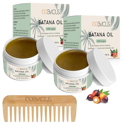 Oobvious Batana Oil Hair & Skin Treatment - Natural Mask, Deep Hydration, Hair Growth Moisturizer for Men & Women with Coffee Scent (2 x 3.53 Oz)