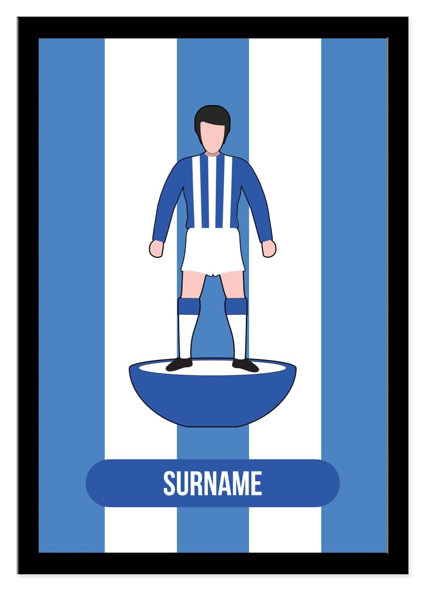 Personalised Player Figure A4 Framed Print for Sheffield Wednesday fans, great for Owls football supporters, black frame