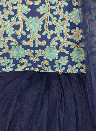 Image of A.T.U.N. Girl's Synthetic Lehenga Choli (GLHG DST NVY Multi-Navy 4-5 Years)