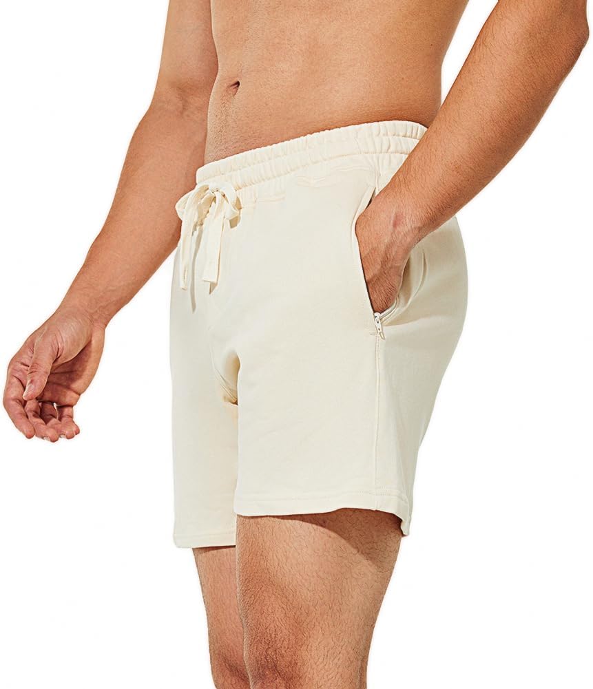 NIMENJOJA Mens 5.5" Athletic Gym Shorts Cotton Workout Jogger Sweat Shorts with Upgrade Premium Zipper Pockets and Drawstring - Image 4