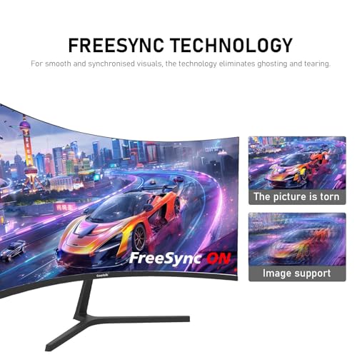 Image of Gawfolk 27 Inch PC Computer Screen,1800R Curved Gaming 250Hz Monitors, FHD 1080p 1ms, Freesync, 98% sRGB,Built-in Speaker, HDMI2.0、DisplayPort, Compatible with Wall-Mounted 100 * 100MM-Black