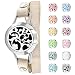 Essential Oil Diffuser Jewelry for Women Aromatherapy Anxiety Bracelet Hypoallergenic 316L Surgical S-Steel with Adjustable Genuine Leather 12 Pads Birthday Gift for Women (Silver)