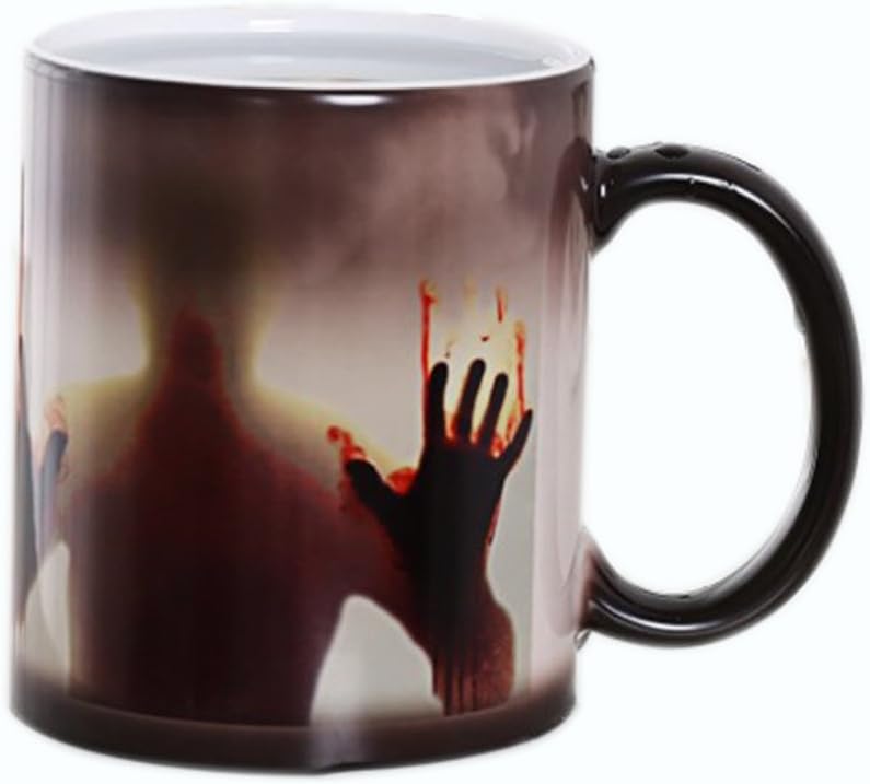 Magic Morning Mug Coffee, Hot Cold Heat Sensitive Color Changing, 11 oz., Black/White