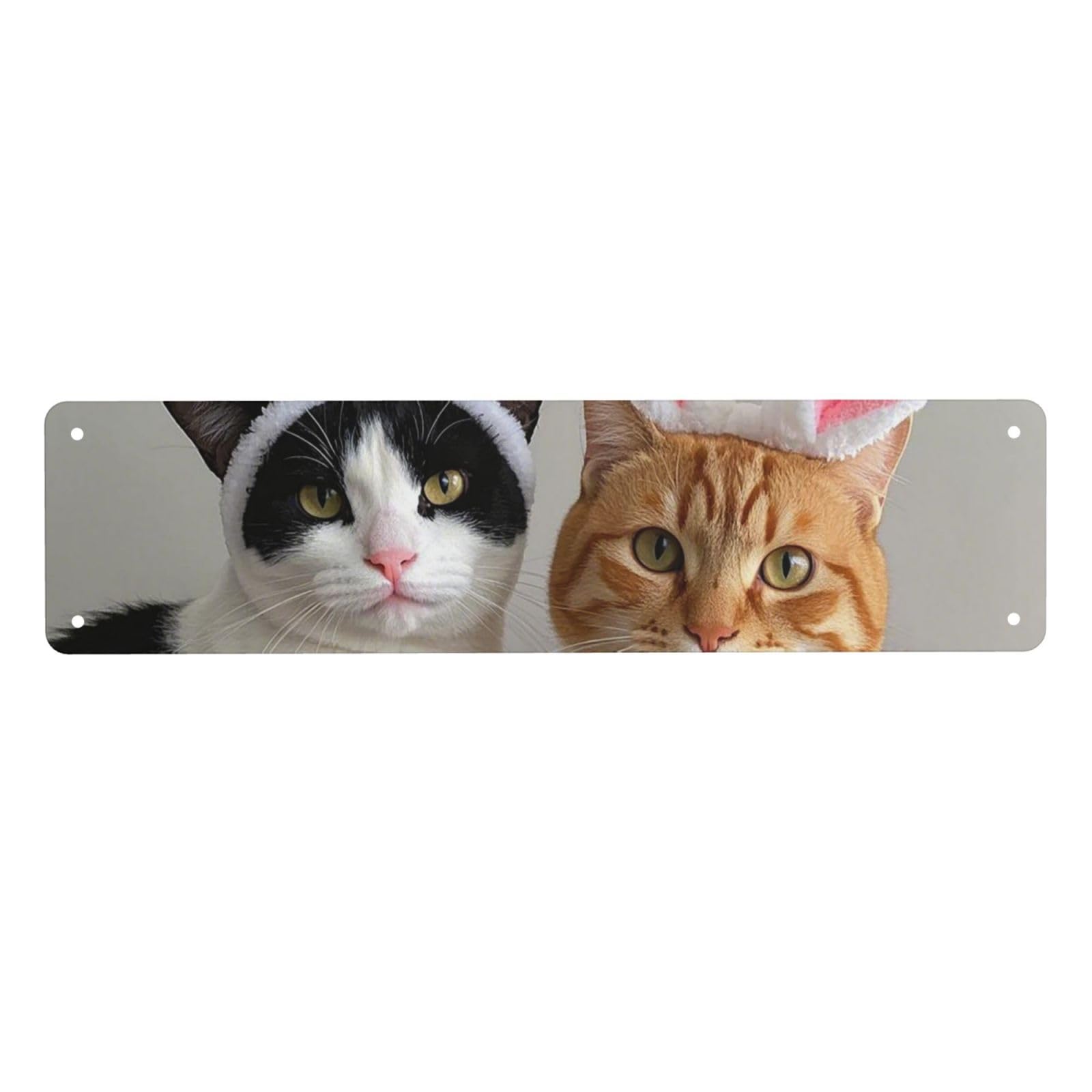 Vintage Metal Tin Signs Retro Garage Signs Stylish Wall Art Plaques for Home Decor Unique Poster 4x16 Inch Cow cat and ginger cat wearing bunny ears Metal Sign Outdoor Wall Decorations Gifts