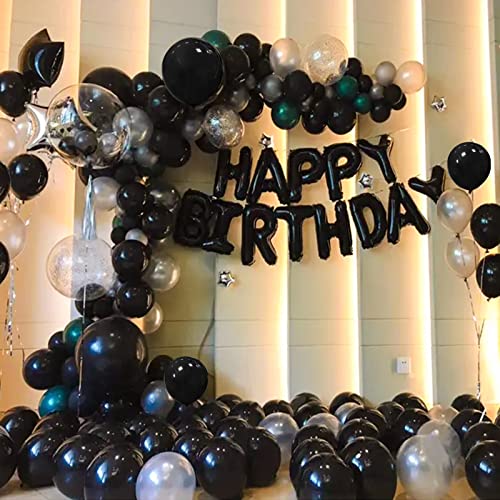 Image of Black Latex Balloons 100 Pack 12 Inch Black Round Helium Balloons Party Balloons for Birthday Themed Wedding Graduation New Year Backdrop Decorations