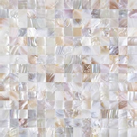 eazart Peel and Stick Tile Backsplash 10PCS Mother of Pearl Shell Mosaic Stick on Decor for Kitchen Living Room Bathroom (Nature White) Cover