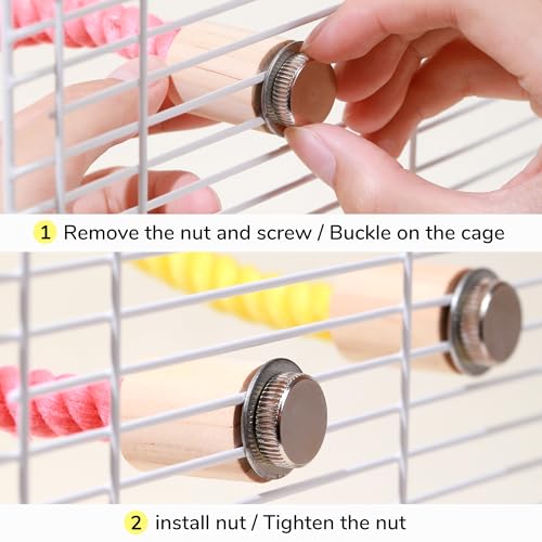 Image of Multi-Color Rope Bird Perch Toys for Parrot Cage Stand, Climbing Swing Accessories for Cockatiel, Parakeets, Budgies, Lovebirds, Conures, Finches - 31.5 inch