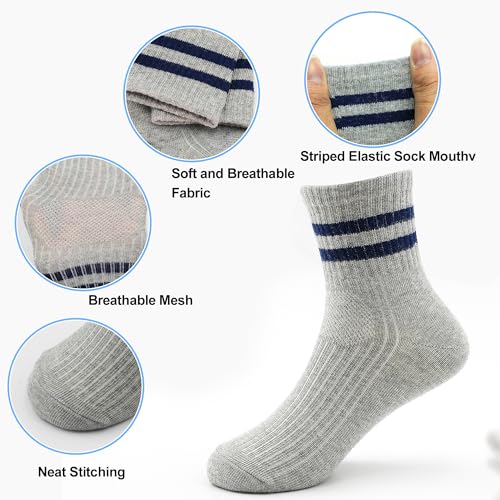 Image of 12 Pairs Boys Socks Kids Toddler Crew Socks Boys Athletic Sock Black for Boy Girls,1-12 Years.