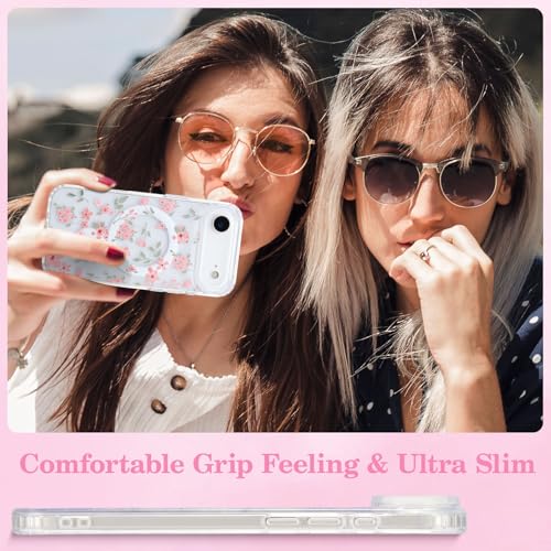 Etui compatible MagSafe iPhone Air coque fleur rose antichoc - 7
