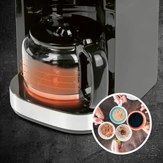 Barista Kaffee & Technik Macchina da caffè con macinino in vetro, con caraffa in vetro per fino a 10 tazze grandi, per chicchi di caffè e caffè in polvere [acciaio INOX]