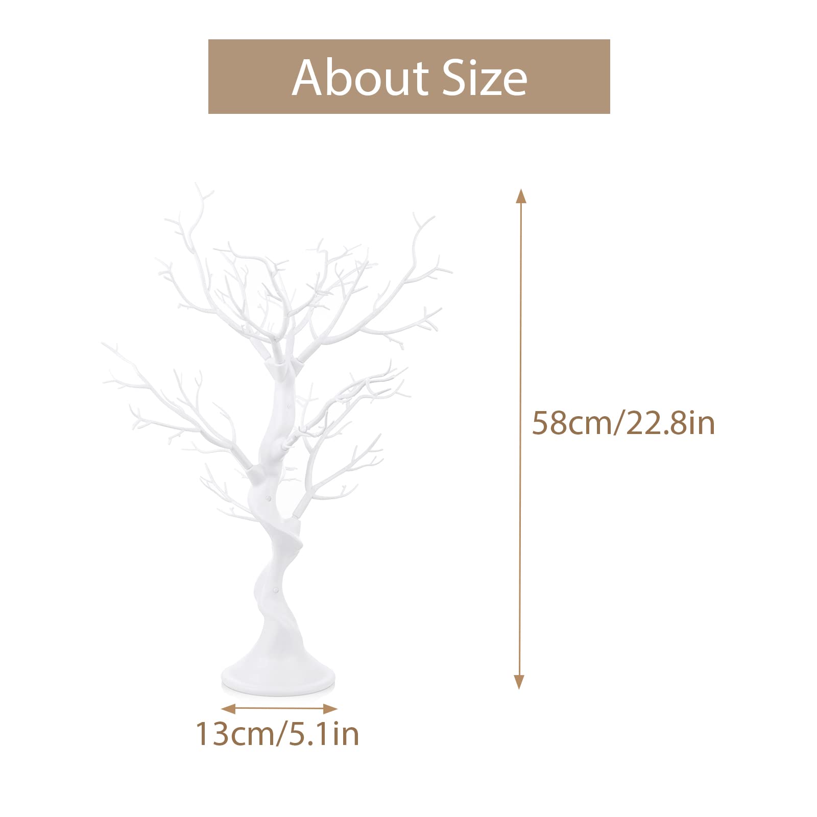 Sziqiqi 58cm Arbre de Pâques Blanc: Arbre de Paques Centre de Table pour Boule Decoration - Arbre Decoratif Interieur pour Mariage Fête Anniversaire Noël Bapteme Oeuf de Paques a Decorer